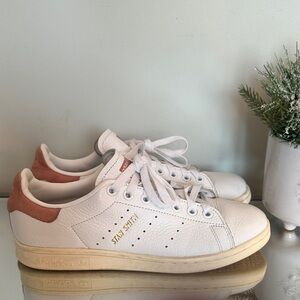 Adidas Stan Smith White and Pink Sneakers- Men’s Size 6.5 (women’s size 8, ish)
